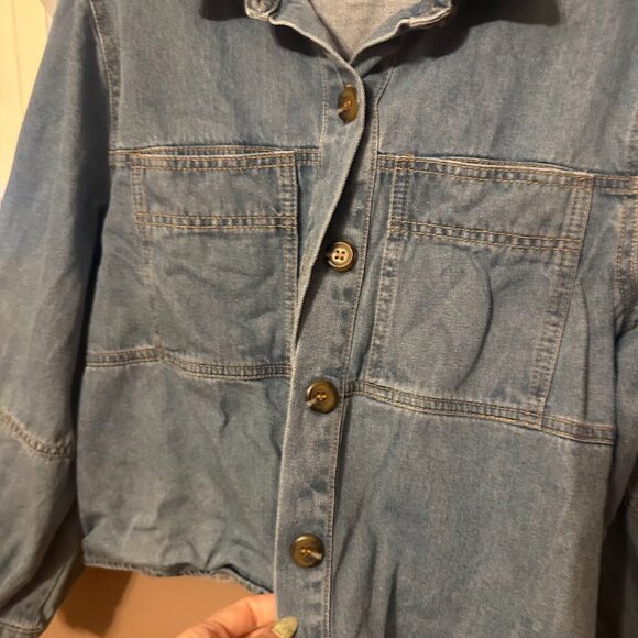 EUC Velvet Heart Denim Long Sleeve Button Down Top - Picture 2 of 4